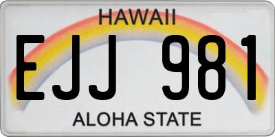 HI license plate EJJ981