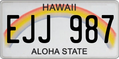 HI license plate EJJ987