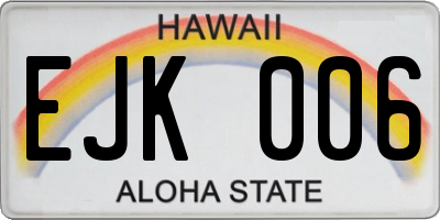 HI license plate EJK006