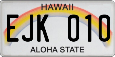 HI license plate EJK010