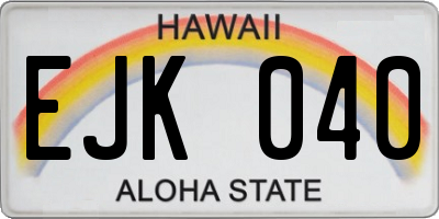 HI license plate EJK040