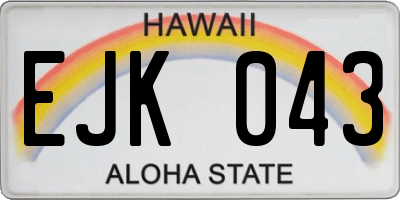 HI license plate EJK043