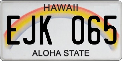 HI license plate EJK065