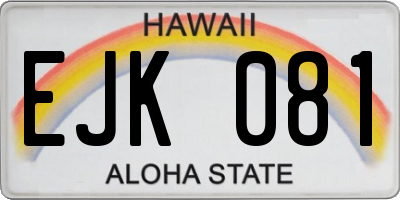 HI license plate EJK081