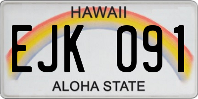 HI license plate EJK091