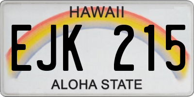 HI license plate EJK215