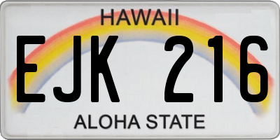 HI license plate EJK216
