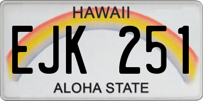 HI license plate EJK251