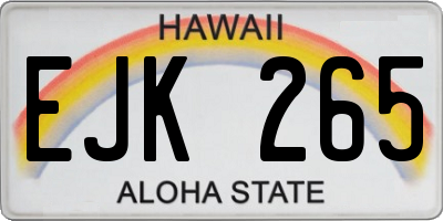 HI license plate EJK265