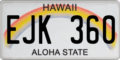 HI license plate EJK360