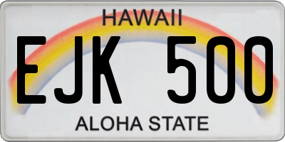 HI license plate EJK500
