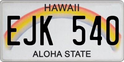 HI license plate EJK540