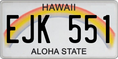 HI license plate EJK551