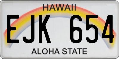 HI license plate EJK654