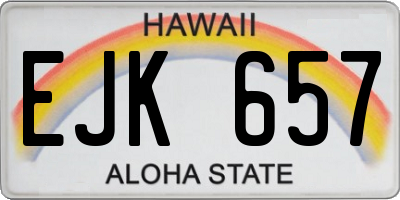 HI license plate EJK657