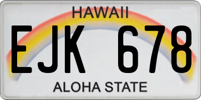 HI license plate EJK678