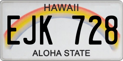 HI license plate EJK728