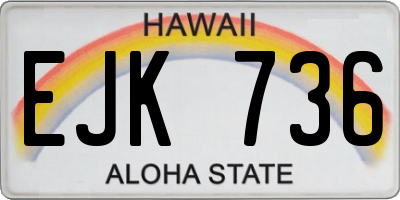HI license plate EJK736