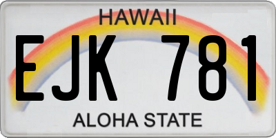 HI license plate EJK781