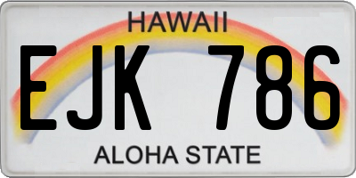 HI license plate EJK786