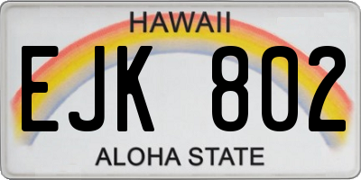 HI license plate EJK802