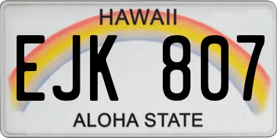 HI license plate EJK807