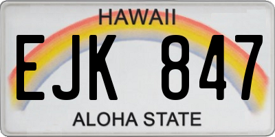HI license plate EJK847