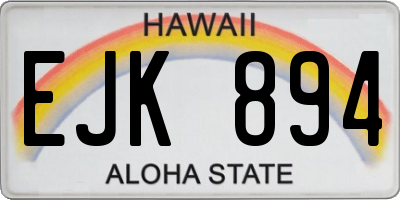 HI license plate EJK894