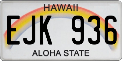 HI license plate EJK936