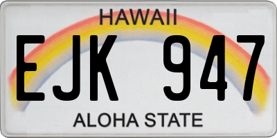 HI license plate EJK947