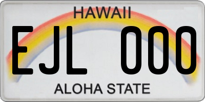 HI license plate EJL000