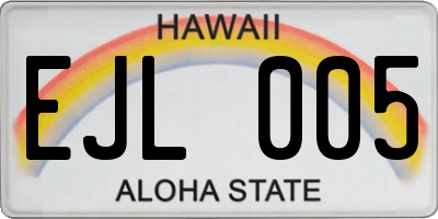 HI license plate EJL005