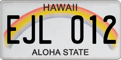 HI license plate EJL012