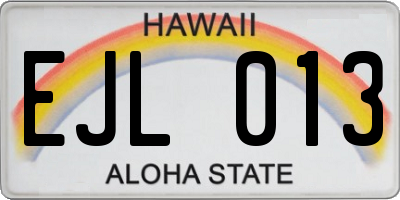 HI license plate EJL013