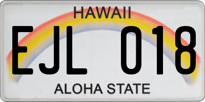 HI license plate EJL018
