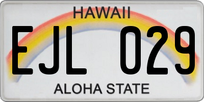 HI license plate EJL029