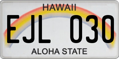 HI license plate EJL030