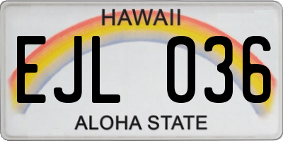 HI license plate EJL036