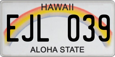 HI license plate EJL039