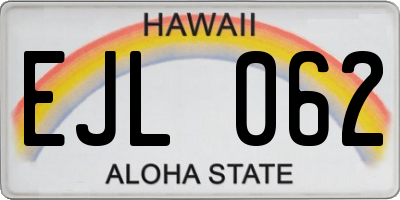 HI license plate EJL062