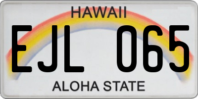 HI license plate EJL065
