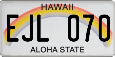 HI license plate EJL070