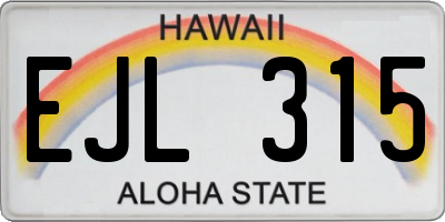 HI license plate EJL315
