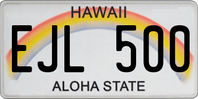 HI license plate EJL500
