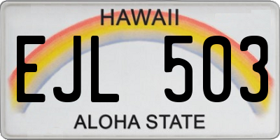 HI license plate EJL503