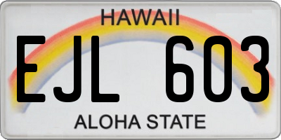 HI license plate EJL603