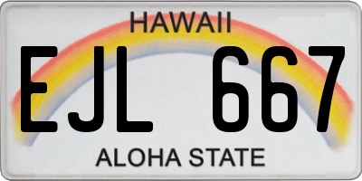 HI license plate EJL667