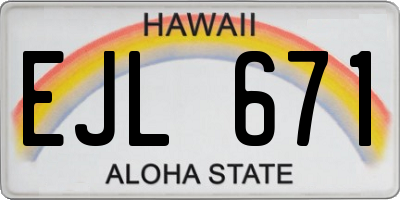 HI license plate EJL671