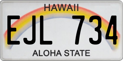 HI license plate EJL734