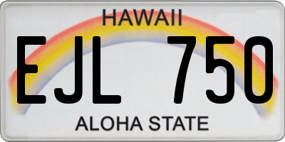 HI license plate EJL750